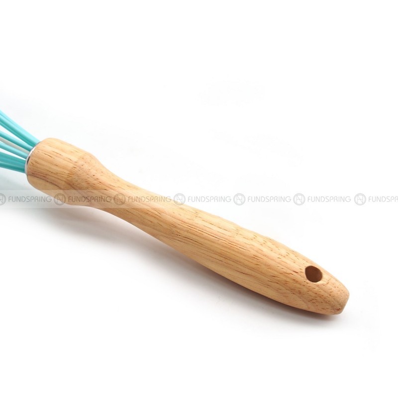 Wooden Handle Silicone Egg Whisk – Hand Blender Coil Milk Frother Wooden Handle Silicone Egg Whisk – Hand Blender Coil Milk Frother