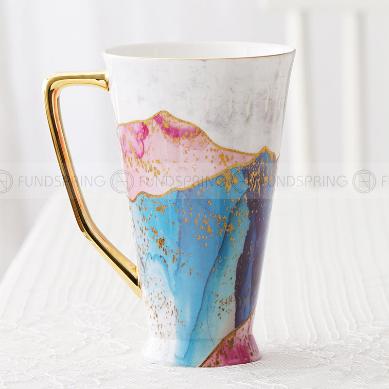 European Bone China Mug: Large-capacity Ceramic Cup With Lid And Spoon European Bone China Mug: Large-capacity Ceramic Cup With Lid And Spoon