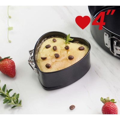 4-Inch Heart-shaped Cake Mold Removable Bottom Baking Pan with Lock 4-Inch Heart-shaped Cake Mold Removable Bottom Baking Pan with Lock