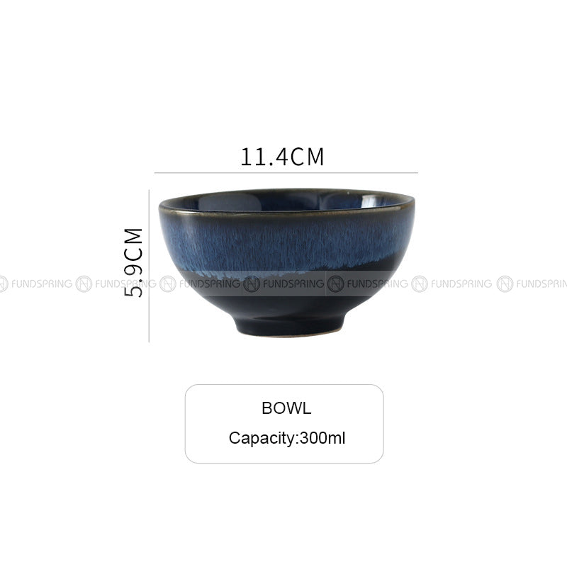 Kiln Change Dinnerware Green/Blue Glazed Ceramic Tableware Bowl Plate Kiln Change Dinnerware Green/Blue Glazed Ceramic Tableware Bowl Plate