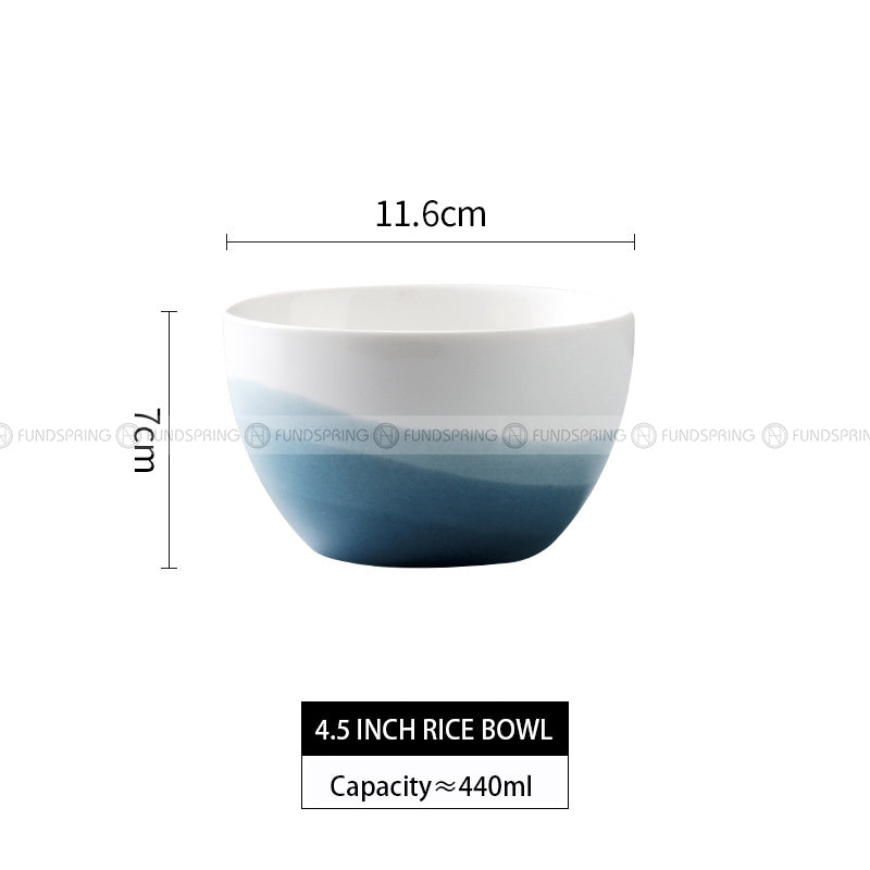 Ceramic Tableware Landscape Painting Dinnerware Gradient Bowls Plates Ceramic Tableware Landscape Painting Dinnerware Gradient Bowls Plates