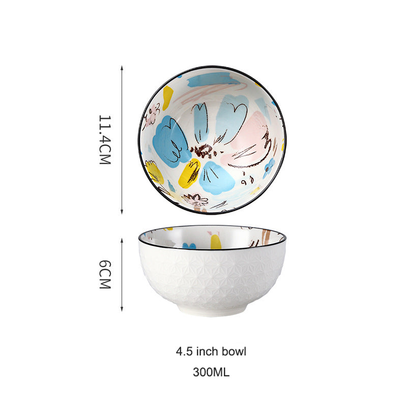 Hand-Drawn Doodle Ceramic Bowls and Plates - Household Dinnerware Hand-Drawn Doodle Ceramic Bowls and Plates - Household Dinnerware