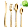 High-Grade Gold and Silver Fork, Spoon, Knife Set, 430 Stainless Steel, Gold-plated Cutlery Set of 4