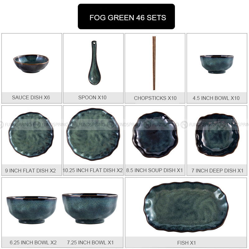Kiln Under glazed Ceramic Tableware Creative Lotus Leaf Tableware Set Kiln Under glazed Ceramic Tableware Creative Lotus Leaf Tableware Set