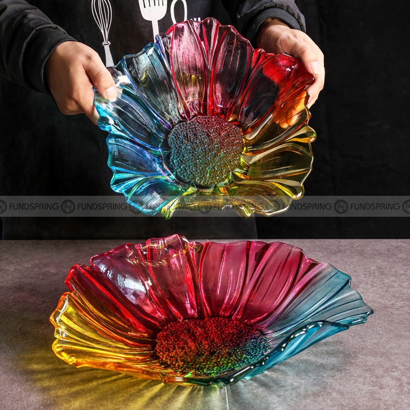 Glass Elegance: Modern Living Room Fruit Plate Large Size Petal Shape Plate Glass Elegance: Modern Living Room Fruit Plate Large Size Petal Shape Plate