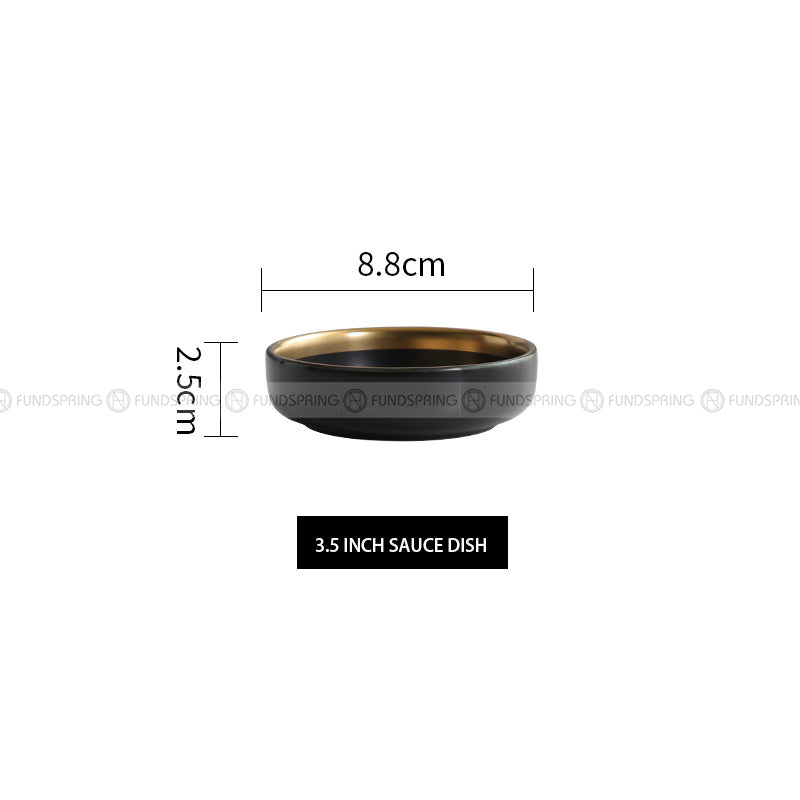 Simplicity Ceramic Tableware Black White With Gold Rim Plates Bowls Simplicity Ceramic Tableware Black White With Gold Rim Plates Bowls