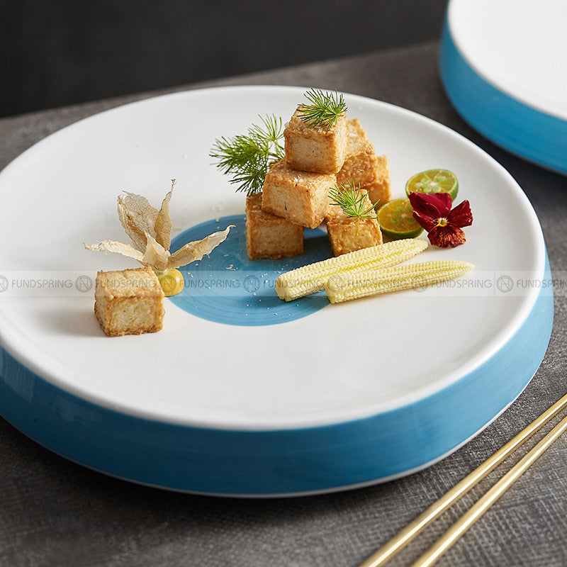 Ceremony Tableware Mood Hollow Platter Underglazed White-blue Thick Base Plate Ceremony Tableware Mood Hollow Platter Underglazed White-blue Thick Base Plate