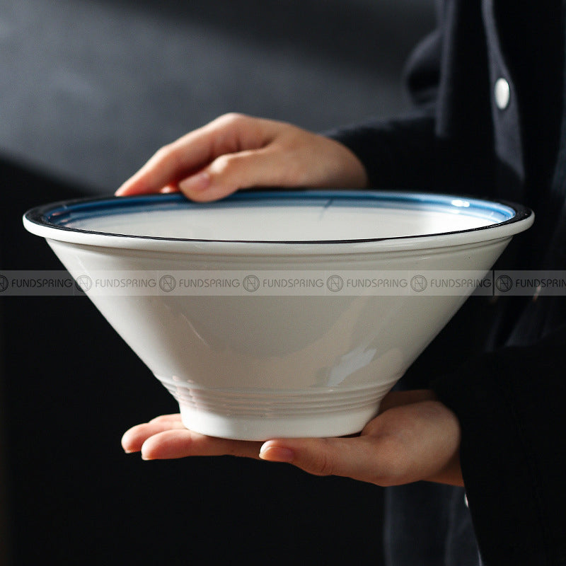 Ceramic Dinnerware Blue Trumpet Bowl Wide Mouth Bamboo Hat Bowl Ceramic Dinnerware Blue Trumpet Bowl Wide Mouth Bamboo Hat Bowl