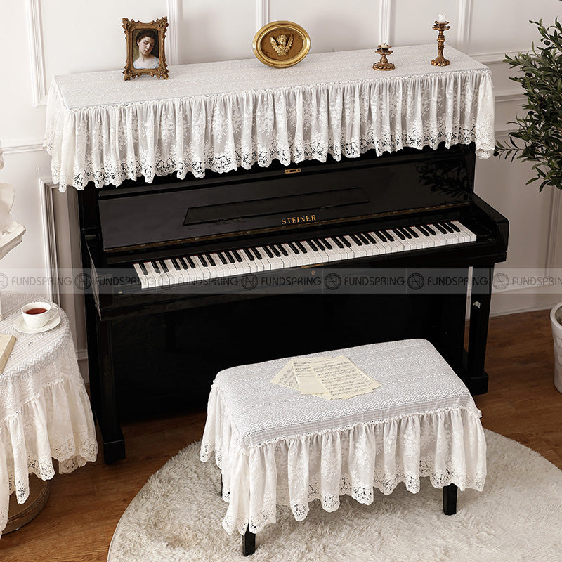 Neumann Lace Embroidered White Lace Dust Cover Decorative Piano/Bench Cover Neumann Lace Embroidered White Lace Dust Cover Decorative Piano/Bench Cover