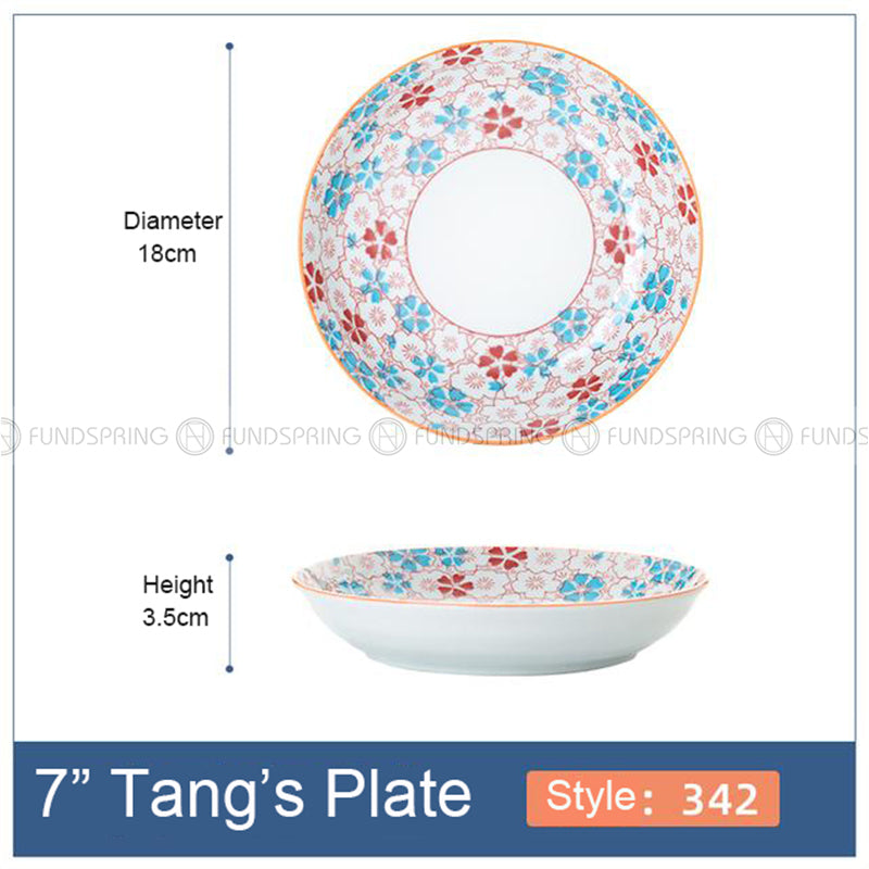 Japanese Blue and White Ceramic Deep Plates Pasta Bowl 7" Set of 4 Japanese Blue and White Ceramic Deep Plates Pasta Bowl 7" Set of 4
