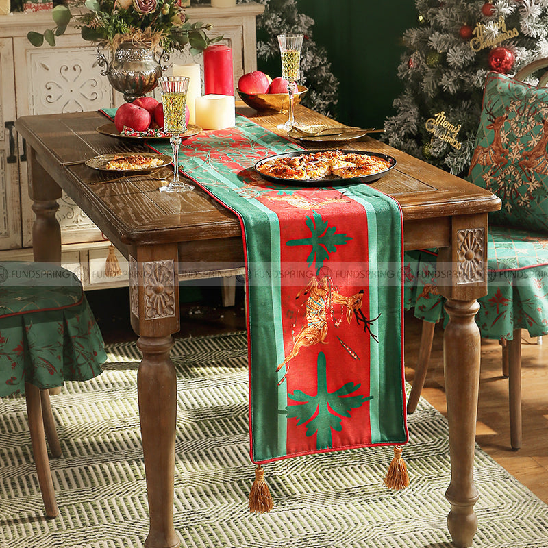 Flying Moose Table Runner Christmas Decorative Dining Table Cover