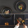 Ceramic Round Plate With Golden Edge Frosted Black Plates Flat Plates Ceramic Round Plate With Golden Edge Frosted Black Plates Flat Plates