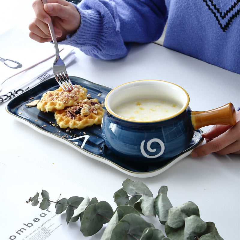 Japanese Ceramic Handled Breakfast Bowl and Tray Set – Baking Bowl with Handle Japanese Ceramic Handled Breakfast Bowl and Tray Set – Baking Bowl with Handle