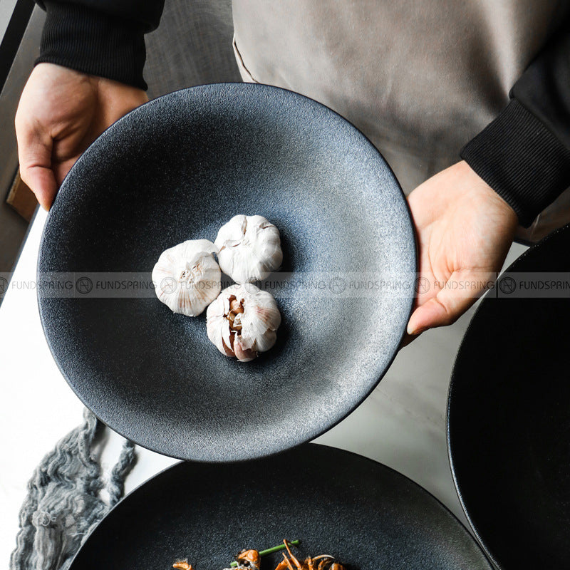 Black White Frosted Dinner Plate Large Serving Plate Display Plate Black White Frosted Dinner Plate Large Serving Plate Display Plate