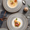 Designer Dinnerware Collection Weiss Series Grey/White with Gold Ring Ceramic Shallow Plate Designer Dinnerware Collection Weiss Series Grey/White with Gold Ring Ceramic Shallow Plate
