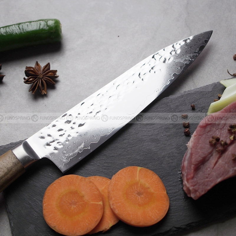Hammer Grain 8-Inch Steel Knife Log Handle Multi-purpose Cooking Knife Hammer Grain 8-Inch Steel Knife Log Handle Multi-purpose Cooking Knife