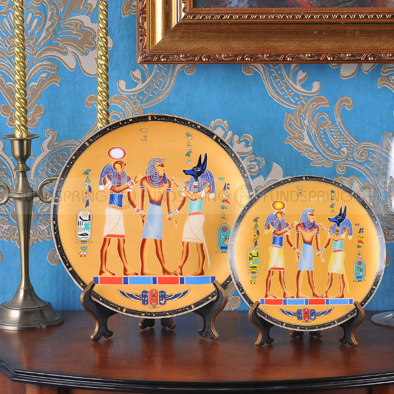 Egyptian Elegance: Set of 2 Bone China Dinner Plates for Home Decor and Display Egyptian Elegance: Set of 2 Bone China Dinner Plates for Home Decor and Display