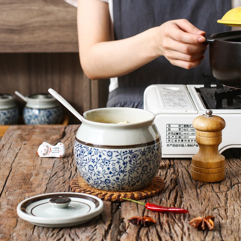 Flavorful Harmony Ceramic Seasoning Jars - Set of 2 (600ml each) with Lids and Spoons Flavorful Harmony Ceramic Seasoning Jars - Set of 2 (600ml each) with Lids and Spoons