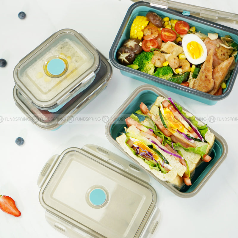 Foldable Silicone Lunch Box Microwave Oven Crisper Sealing Box Foldable Silicone Lunch Box Microwave Oven Crisper Sealing Box