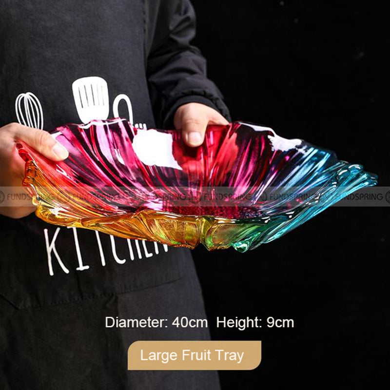 Glass Elegance: Modern Living Room Fruit Plate Large Size Petal Shape Plate Glass Elegance: Modern Living Room Fruit Plate Large Size Petal Shape Plate