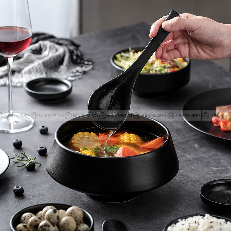 Frosted Tableware Set Black Ceramic Dinnerware Combination Frosted Tableware Set Black Ceramic Dinnerware Combination