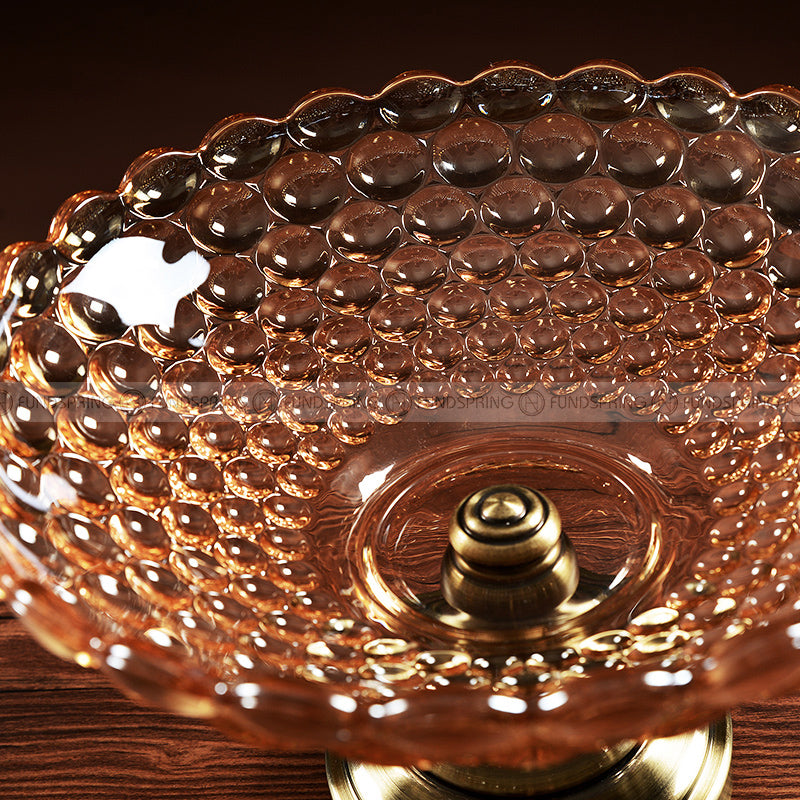 Golden Elegance: Gilded Crystal Glass Fruit Tray High-foot Serving Bowl Golden Elegance: Gilded Crystal Glass Fruit Tray High-foot Serving Bowl