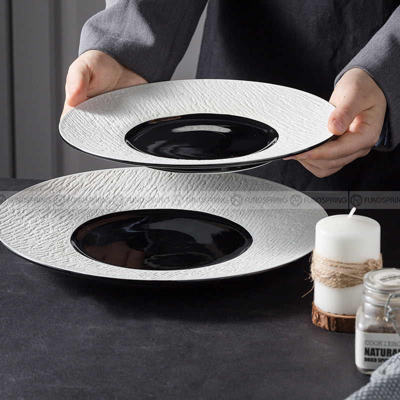 Mocaa Stone Series Black-white Dinnerware Ceramic Plate Shallow Plate Mocaa Stone Series Black-white Dinnerware Ceramic Plate Shallow Plate