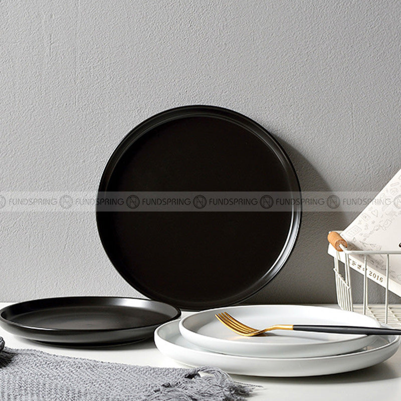 Nordic Elegance Matte Finish Ceramic Dinner Plate Duo (8" and 10")