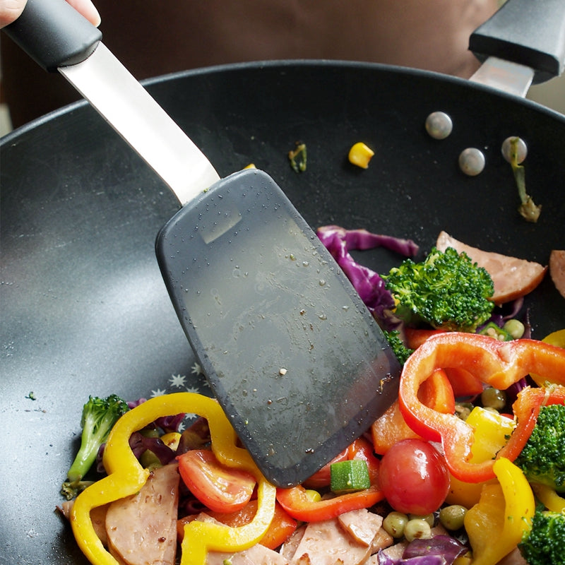Versatile Silicone Kitchen Utensil Set: Scraper, Spatula, Tong, and Slotted Turner Versatile Silicone Kitchen Utensil Set: Scraper, Spatula, Tong, and Slotted Turner