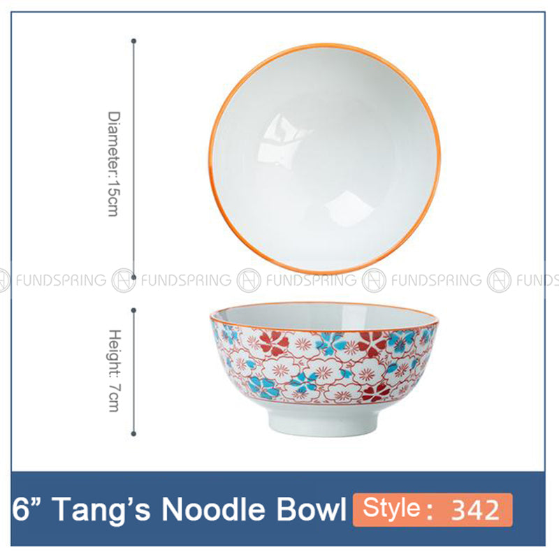 Blue and White Ceramic Bowl Under Glazed Japan Style 6" Bowl Set of 4 Blue and White Ceramic Bowl Under Glazed Japan Style 6" Bowl Set of 4