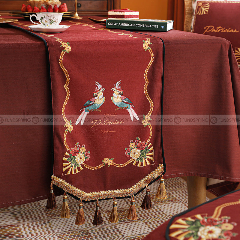 Red Shield Table Runner Light Luxury Table Cover Decorative Cloth Red Shield Table Runner Light Luxury Table Cover Decorative Cloth