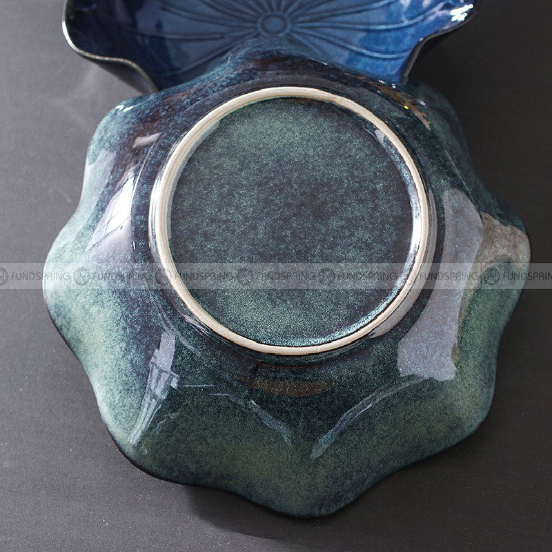 Blue/Green Glaze Dinnerware Lotus Leaf Large Bowl Soup Bowl 12" Blue/Green Glaze Dinnerware Lotus Leaf Large Bowl Soup Bowl 12"