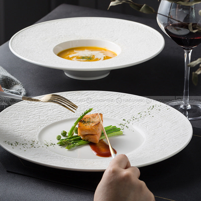 Mocaa Stone Series White Tableware Ceramic Dinnerware Shallow Plate Mocaa Stone Series White Tableware Ceramic Dinnerware Shallow Plate