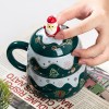 Ceramic Christmas Tree Mug Set with Lid and Spoon - Festive Household Coffee Cup Gift Ceramic Christmas Tree Mug Set with Lid and Spoon - Festive Household Coffee Cup Gift