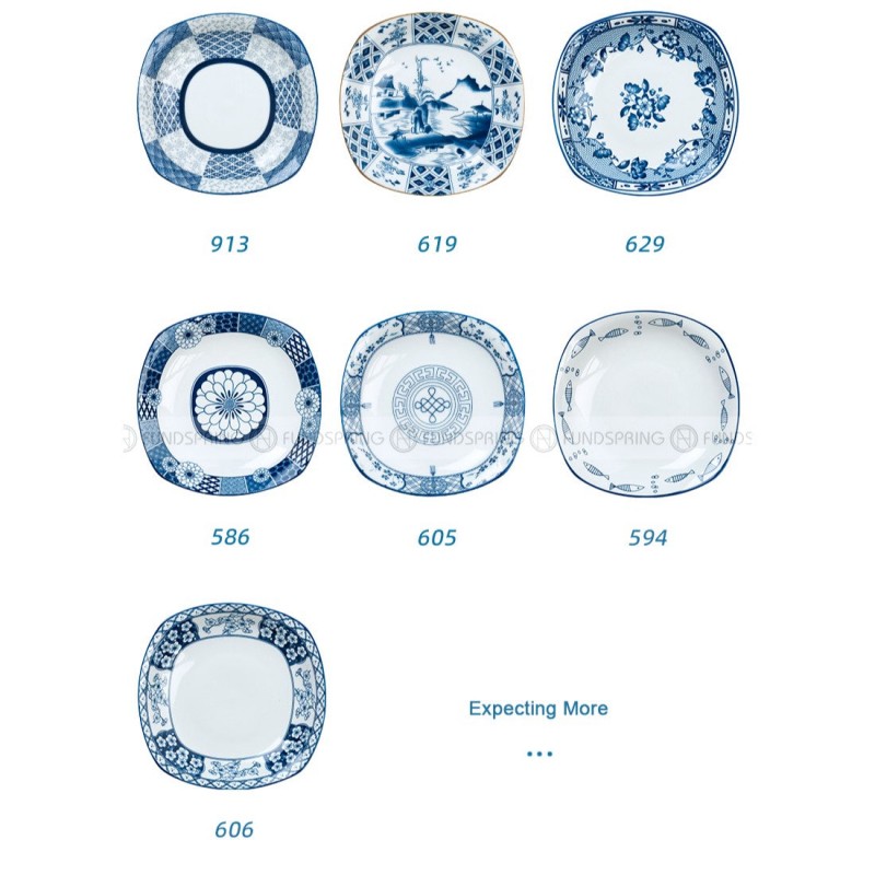 Japanese Blue and White Ceramic Square Dinner Plates 9" Set of 4 Japanese Blue and White Ceramic Square Dinner Plates 9" Set of 4