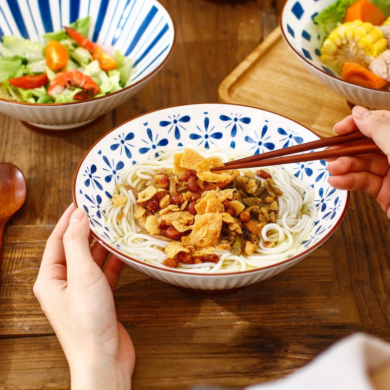 Japanese Elegance: Ceramic Hat-Shaped Rice Bowl - 8 Inches Japanese Elegance: Ceramic Hat-Shaped Rice Bowl - 8 Inches