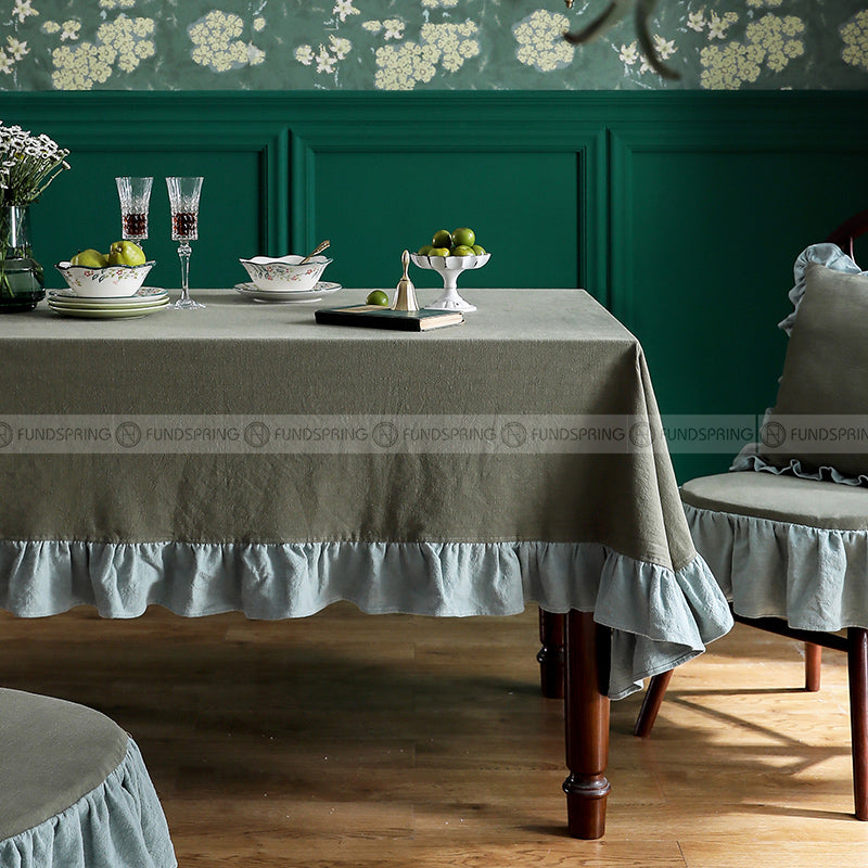 Combe Tablecloth Vintage Farmhouse Table Cover Lotus Leaf Tablecloth Combe Tablecloth Vintage Farmhouse Table Cover Lotus Leaf Tablecloth