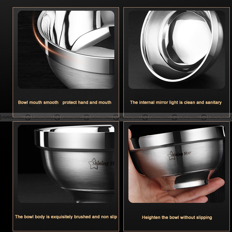 Durable 304 Stainless Steel Bowl Double-layer Heat Insulation Bowl Durable 304 Stainless Steel Bowl Double-layer Heat Insulation Bowl