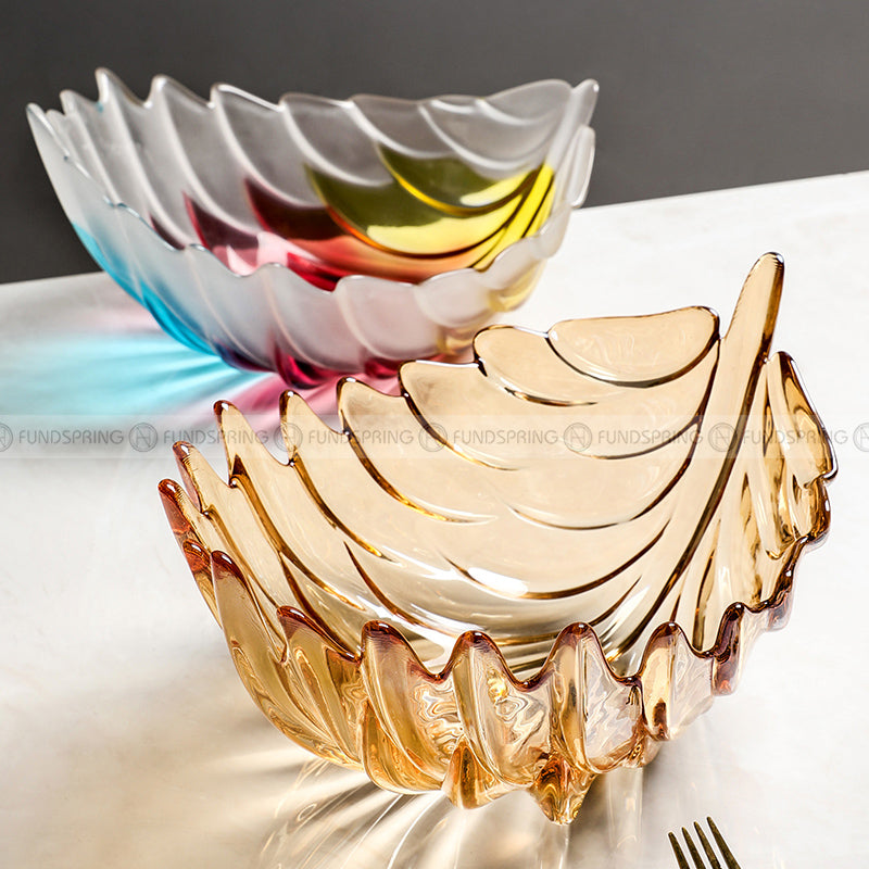 Large Size Fruit Punch Bowl Glass Serving Bowl Creative Feather Design Fruit Pot Large Size Fruit Punch Bowl Glass Serving Bowl Creative Feather Design Fruit Pot