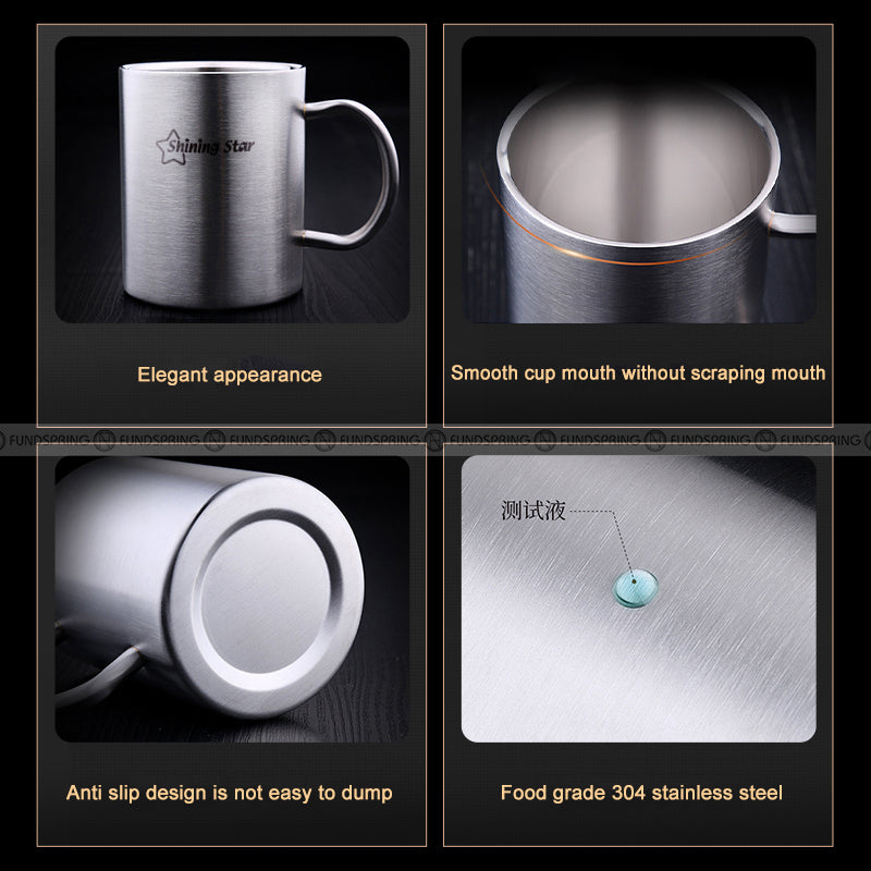 304 Stainless Steel Cup Anti-drop With Handle Lid Coffee Mug 304 Stainless Steel Cup Anti-drop With Handle Lid Coffee Mug