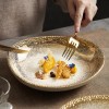 Fafartc Gypsophila Series Dinnerware Ceramic Dining Plate Flat Plate Gold-white Shallow Bowl