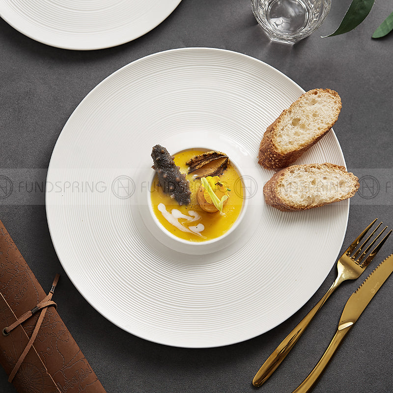 Weiss Series Dinnerware Collection White Volcano Plate Ceramic Disc Weiss Series Dinnerware Collection White Volcano Plate Ceramic Disc