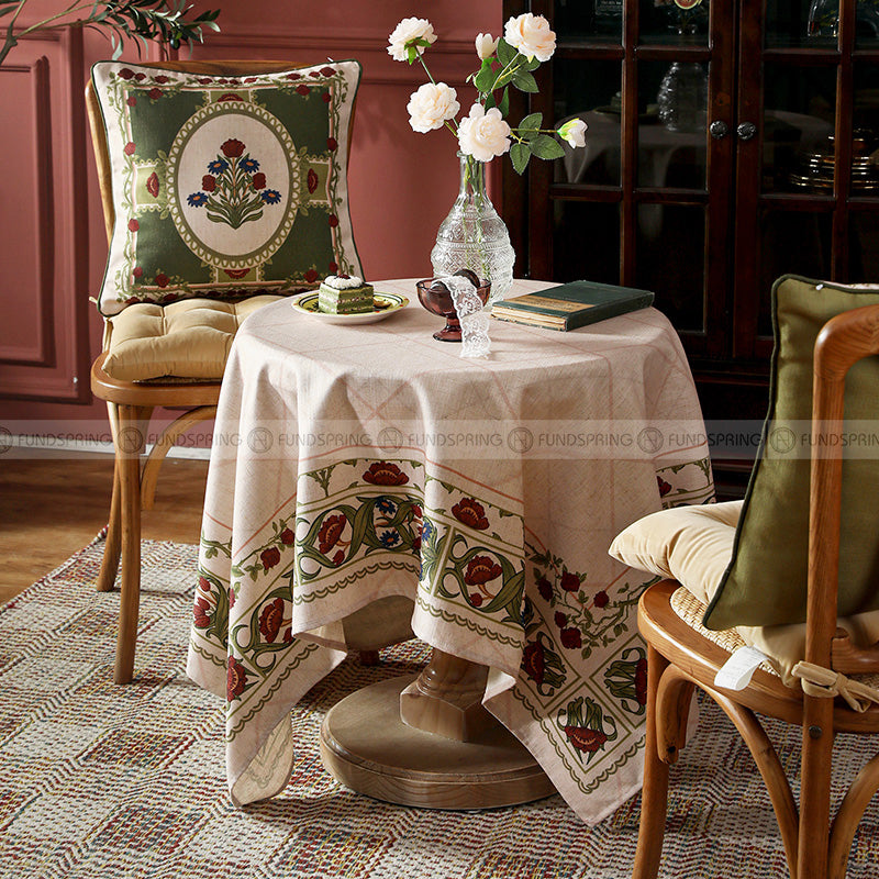 Kashaa Tablecloth Waterproof Dining Table Cover Cotton Linen Fabric Kahki Kashaa Tablecloth Waterproof Dining Table Cover Cotton Linen Fabric Kahki