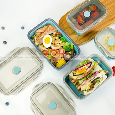 Foldable Silicone Lunch Box Microwave Oven Crisper Sealing Box Foldable Silicone Lunch Box Microwave Oven Crisper Sealing Box