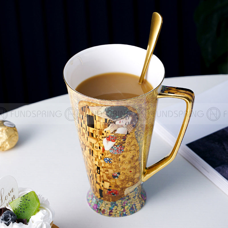 European Bone China Mug: Large-capacity Ceramic Cup With Lid And Spoon European Bone China Mug: Large-capacity Ceramic Cup With Lid And Spoon