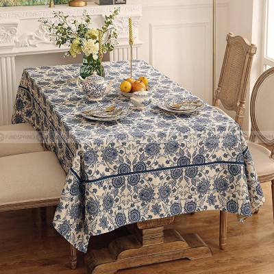 Blue Tangyun Grass Tablecloth Spun Line Desk Cover Vintage Table Cloth Blue Tangyun Grass Tablecloth Spun Line Desk Cover Vintage Table Cloth