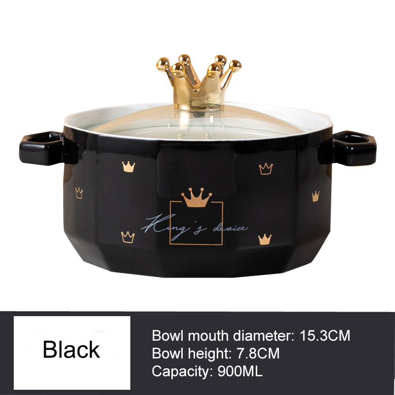 Double-Handled Soup Bowl with Lid: Stylish Ceramic Tableware for Individual Use Double-Handled Soup Bowl with Lid: Stylish Ceramic Tableware for Individual Use