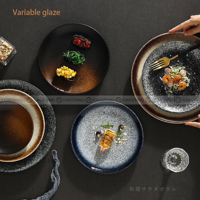 Japanese Ceramic Plate Gradient Glaze Dinnerware 6/8/10 Inches Shallow Plate Japanese Ceramic Plate Gradient Glaze Dinnerware 6/8/10 Inches Shallow Plate