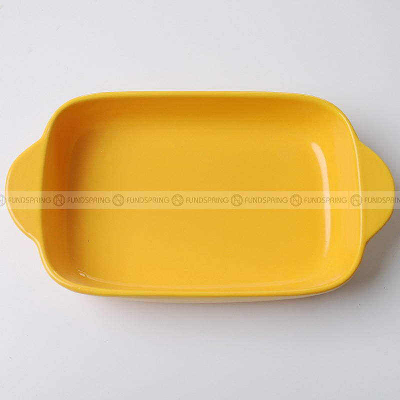 Ceramic Binaural Baking Tray Macaron Color Microwave Oven For Baking Ceramic Binaural Baking Tray Macaron Color Microwave Oven For Baking