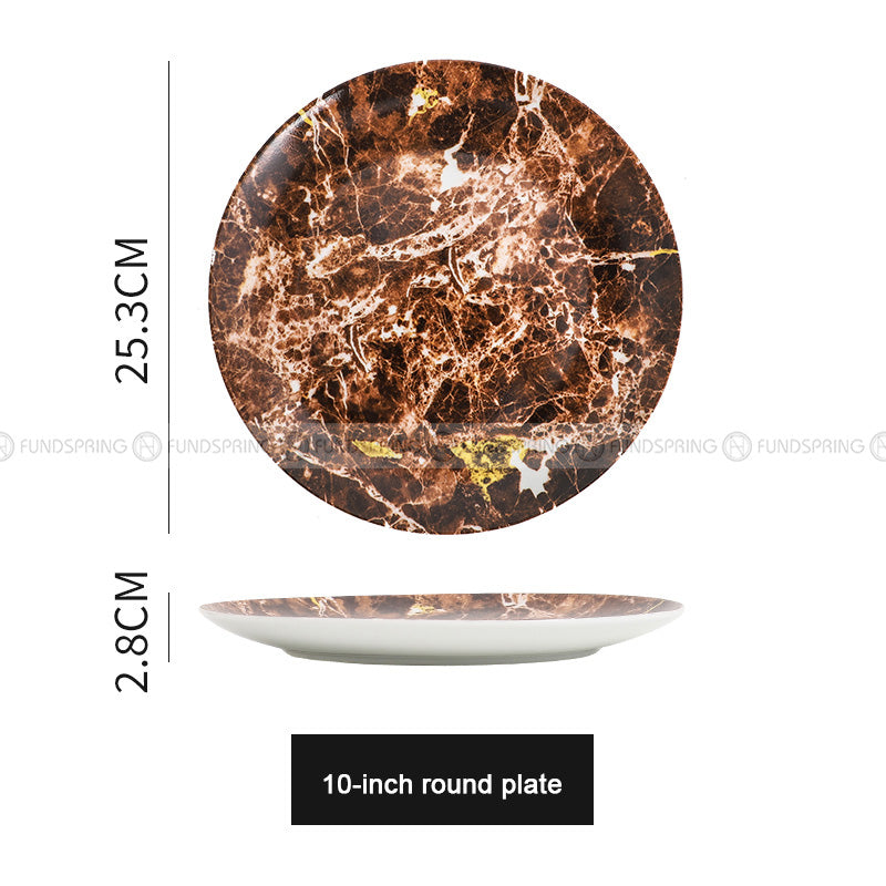 Nordic Elegance Marble Dinner Plate Set with Simplistic Round Design Set of 2 (8" and 10") Nordic Elegance Marble Dinner Plate Set with Simplistic Round Design Set of 2 (8" and 10")